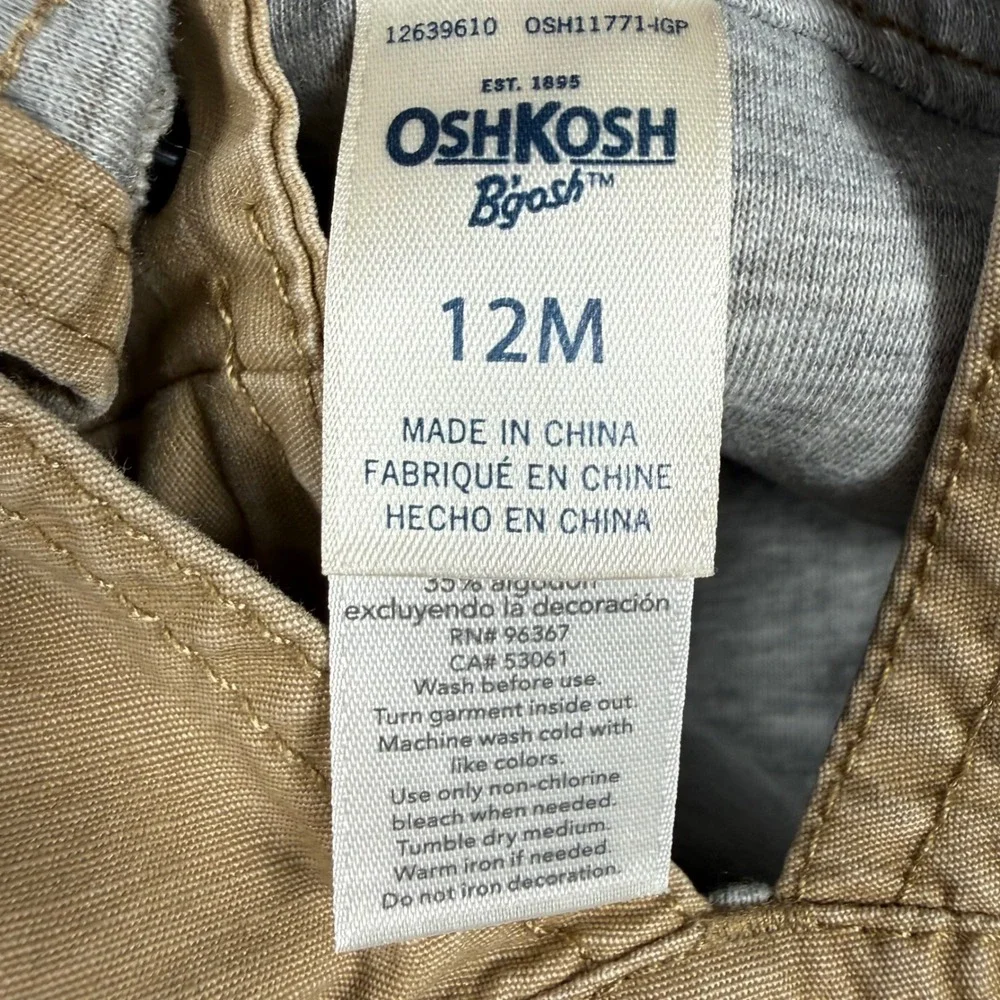 OshKosh Bgosh Canvas Overalls 12M Tan Vestbak Workwear Heritage Utility